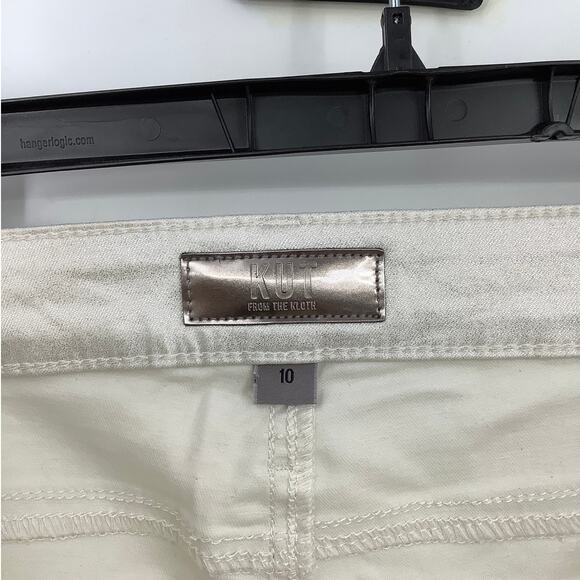 Kut from the Kloth Sz 10 Silver Kelsey High Rise Fab Ab Ankle Flare Pants HR9-3 - Picture 5 of 8